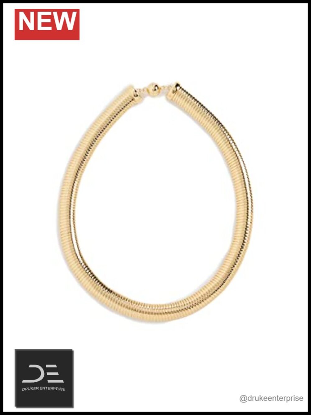 LUV AJ Flex Snake Chain Herringbone Necklace 18" Brass Magnetic Clasp